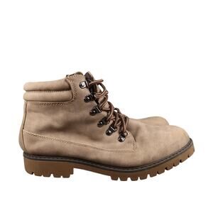 Maurices Shoes Womens 9.5 Ankle Boots Combat Lace Up Rugged Lug Sole Biker Brown